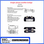 100A MDQ100A-12V 24V 36V 48V 60V 220V 600V 800V  1000V 1200V 1600V MDQ100A single-phase rectifier bridge AC-DC module 100Amp 160