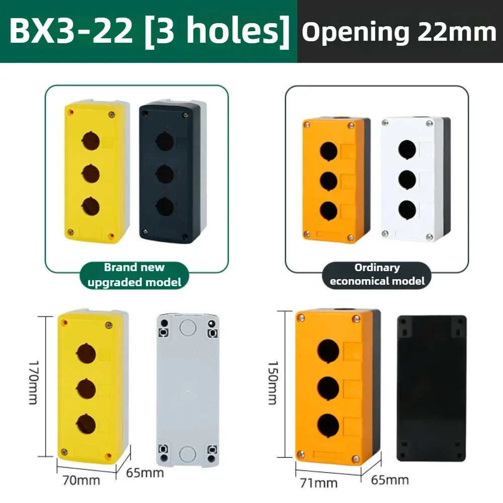 1/2/3/4/5 Hole Button Switch Control Box Button Emergency Stop Dustproof Waterproof IP65 Button Thickened Yellow Gray