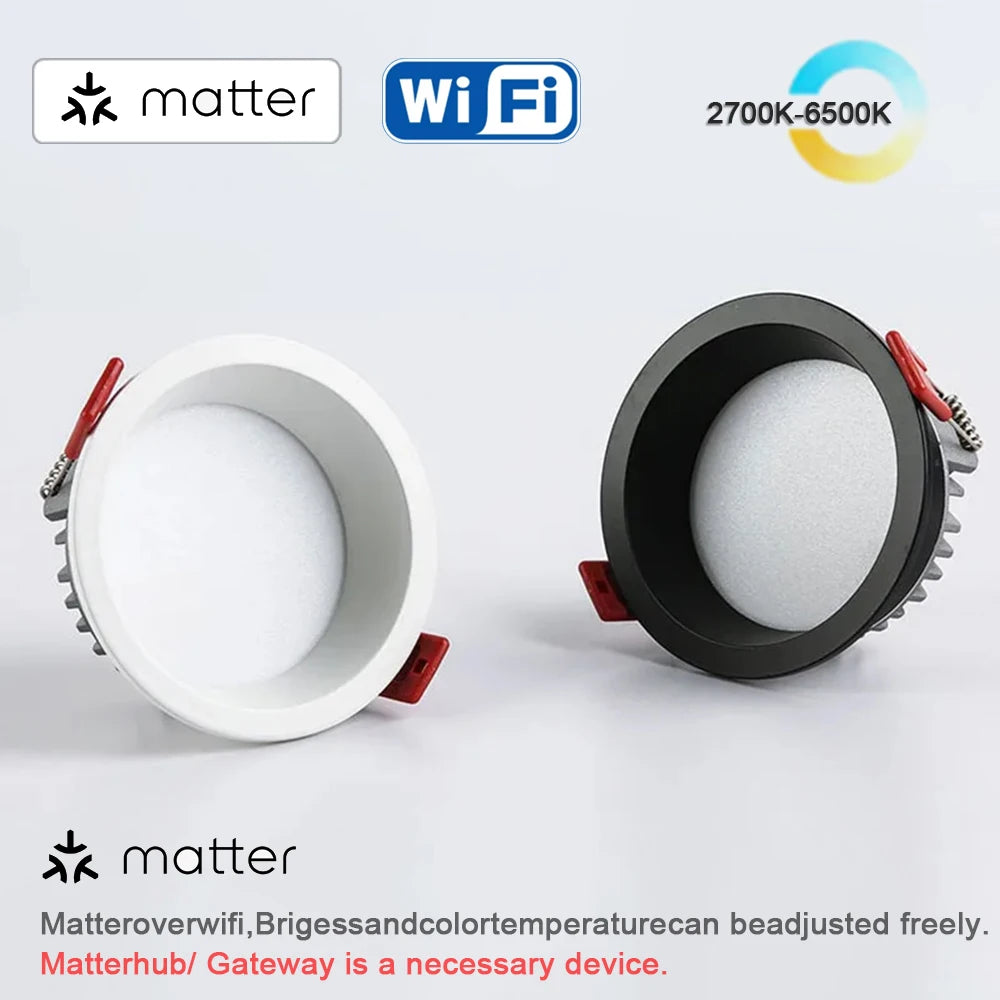 Recessed Tuya Bluetooth/Zigbee Matter 3CCT Smart LED Downlight 110V/220V 5W-12W Spotlight Bedroom Kitchen Indoor Downlight