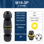 IP68 M16 Waterproof Connector,Electric Junction Box 2/3Pin Screw connection Solderless For 3-10mm Cable,Adapter terminal Outdoor