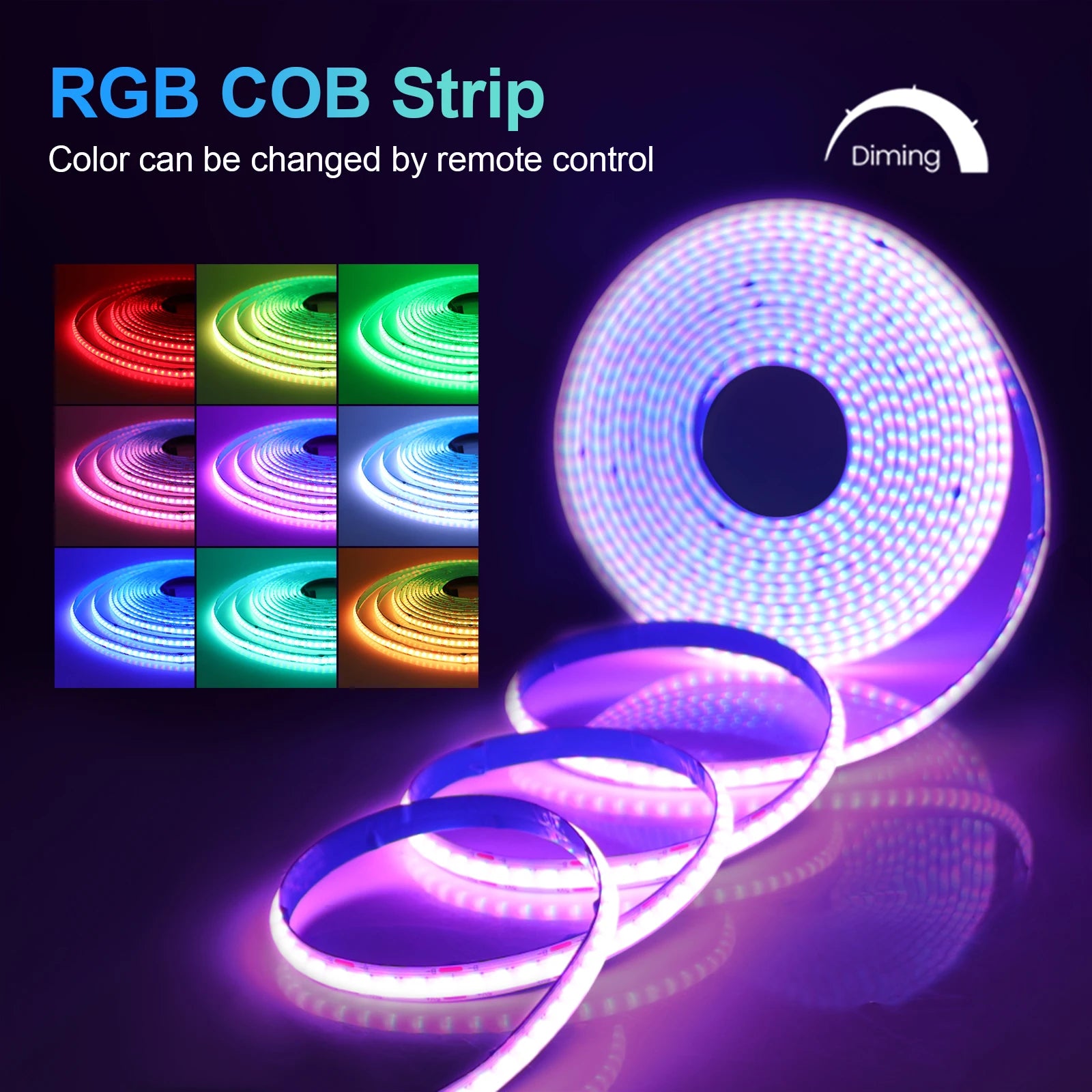 5V RGB COB LED Strip 576LEDs/m Bluetooh App IR Remote Control USB RGB LED Strip Flexible Tape for TV Backlight Room Decoration
