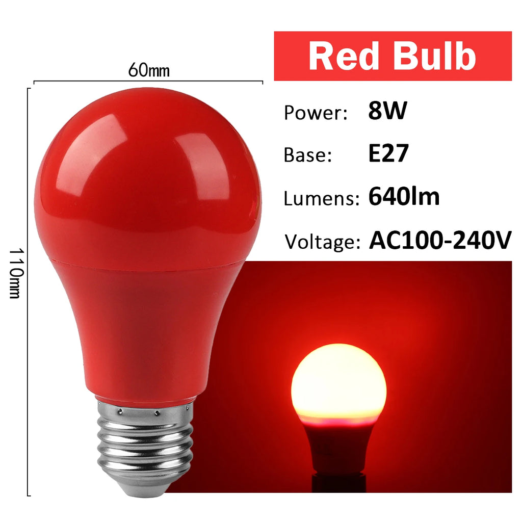 2-10pcs Colorful Bulb B22 E27 110V 220V Red Yellow Blue Green Pink Purple Orange Light Bulb Lamp for Home