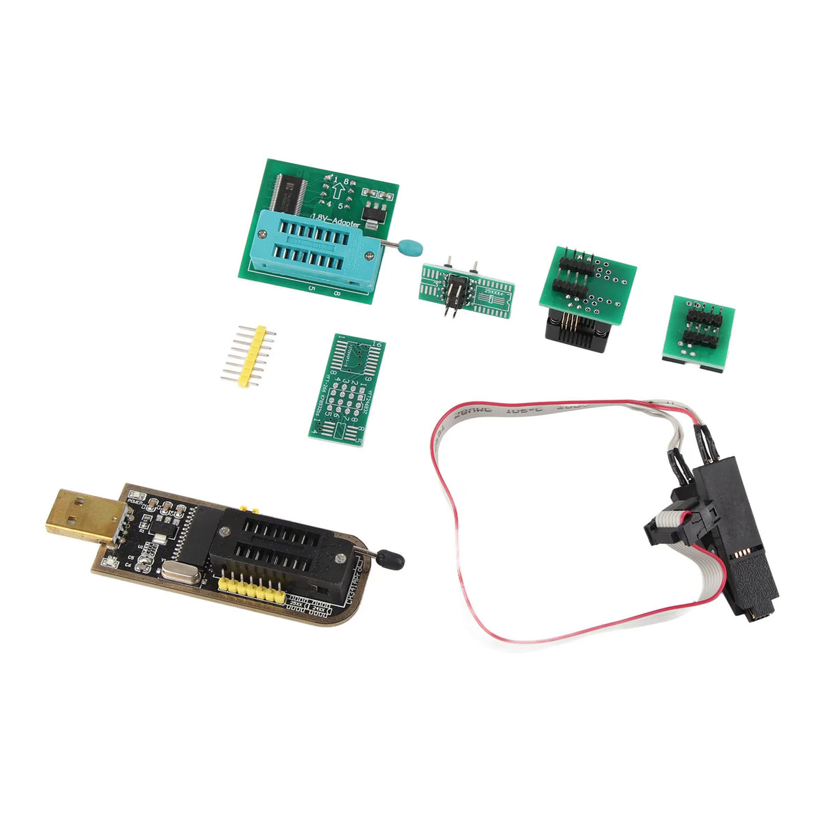 CH341A USB Programmer SOP8 Test Clip 1.8V Adapter SOP8 to DIP8 Converter Module Adapter Socket Converter Module USB Programmer