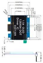 1.54 inch OLED Module 1.54” Display LCD Screen Resolution 12864 128x64 SSD1309 Driver Blue White Yellow 4Pin/7Pin IIC Interface
