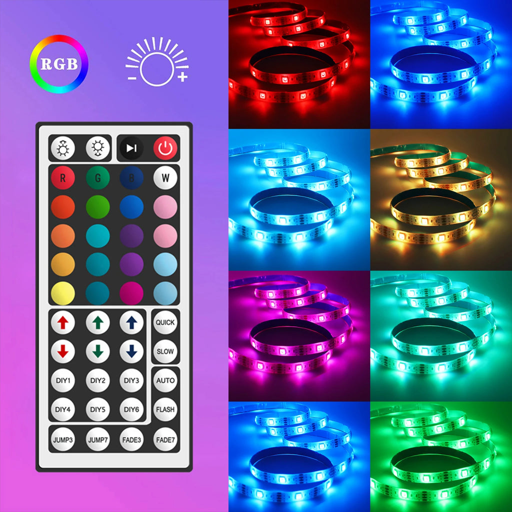 DC 5V USB RGB LED Strip Kit Black PCB Bluetooth/3Key/44Key IR Remote Control Flexible Ribbon Led TV BackLighting