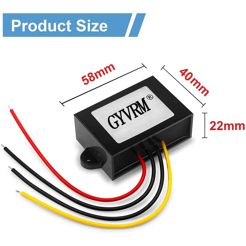 DC 72V 60V 48V 36V 24V to DC 12V 3A 5A 8A 10A Step Down Voltage Power Converter Auto Car Motorcycle Bus Truck Buck Power Supply