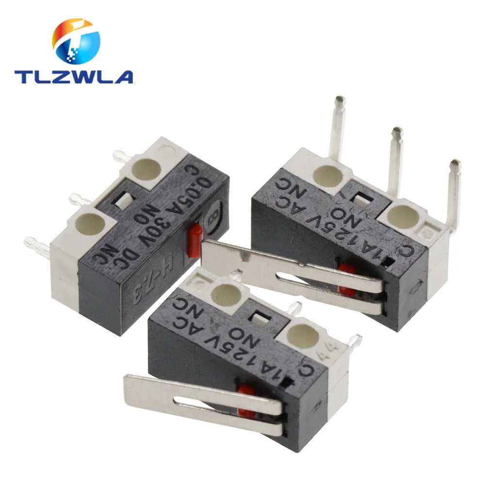 10PCS Micro Limit Switch Momentary Push Button Switch 1A 125V AC Mouse Switch 3Pins Long Handle Roller Lever Arm SPDT 12X6X6MM