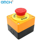 OMCH Self-Locking Button Switch with Box, Mushroom Head, Red Sign, NO + NC, AC660V, 10A, Emergency Stop