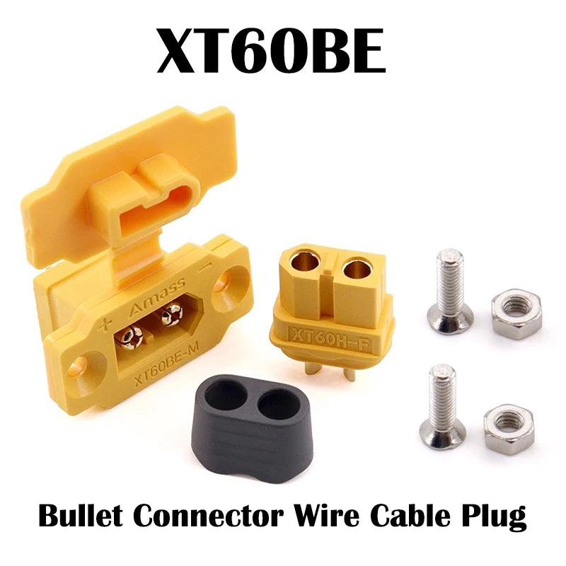 Original Amass XT60BE- XT60 Gold Plated Bullet Connector Panel Mount Fixed Plug for RC FPV Drone Battery Charger Motor ESC