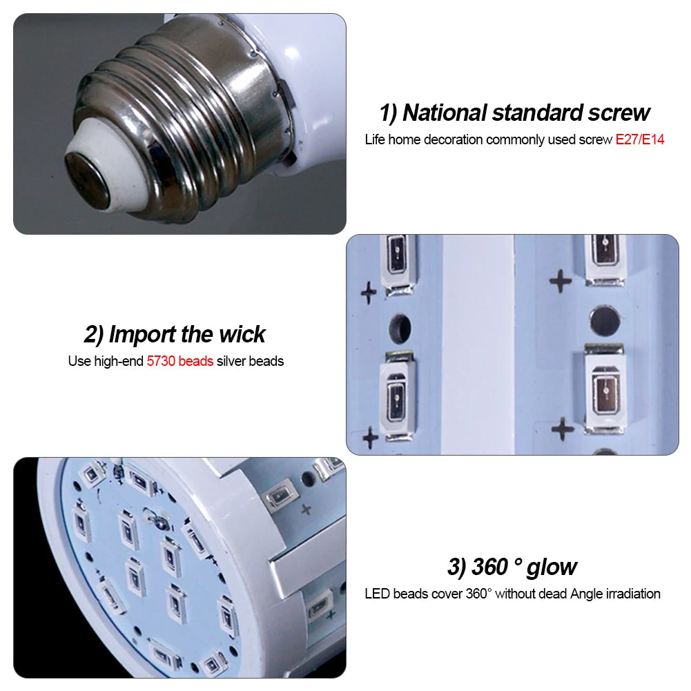 5W 10W 15W E27 LED Bulb SMD5730 Corn Bulb Lamps Red Yellow Bule Pink Green Garden Lawn Landscape Decorative Light Bulbs 85-265V