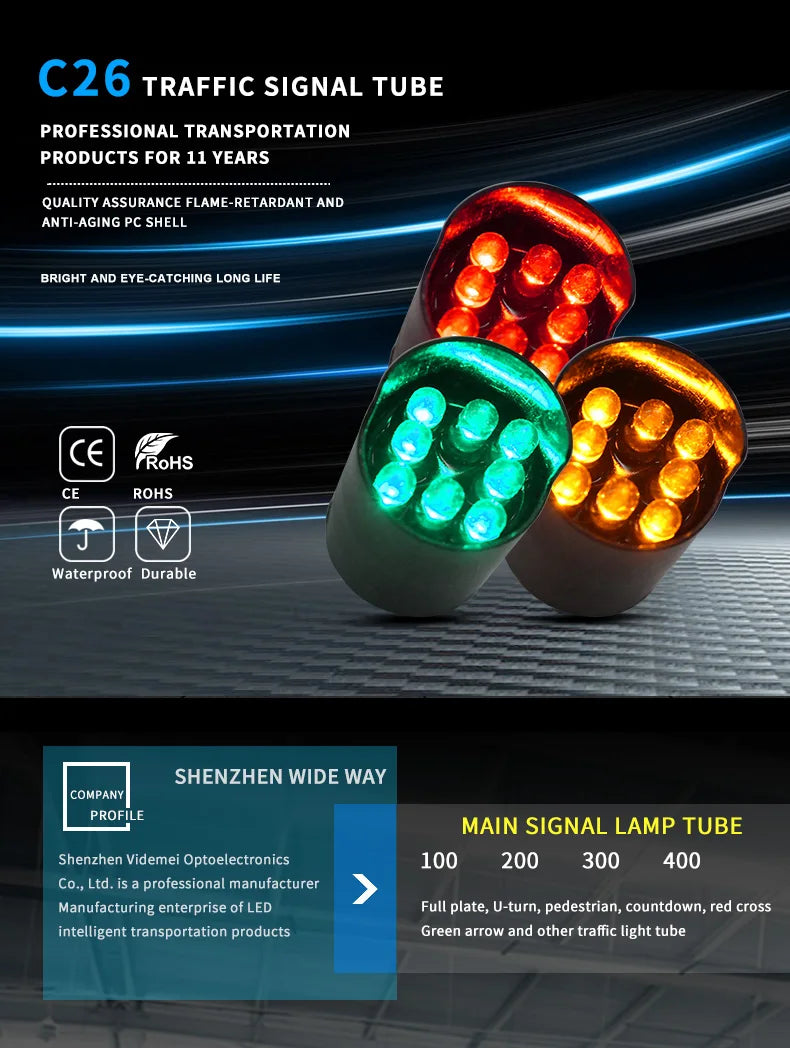 10pcs Mini LED Traffic Signal Light Pixel Cluster 26mm Diameter Yellow Blue Red White Green Replacement Lights for Traffic Signa