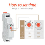 VENGIM Off Delay Time Relay 220V Or AC/DC12V-240V Timer Switch By Din Rail