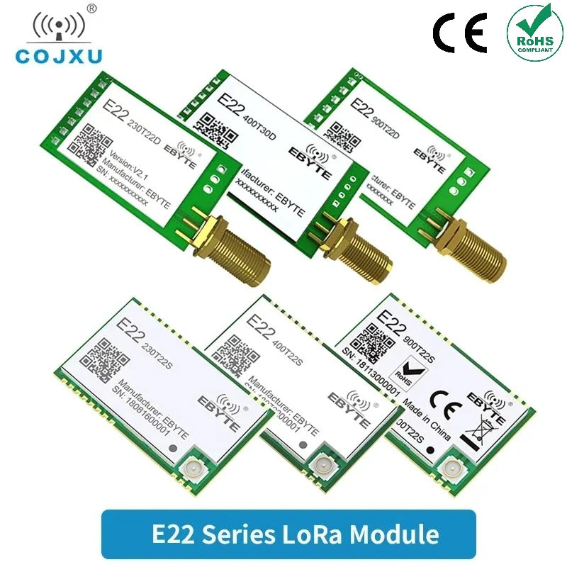 LoRa Module COJXU E22-T Series UART SMD DIP 170/230/433/915/868MHz 22/30/33/37dBm Stamp Hole SMA-K Wireless Module