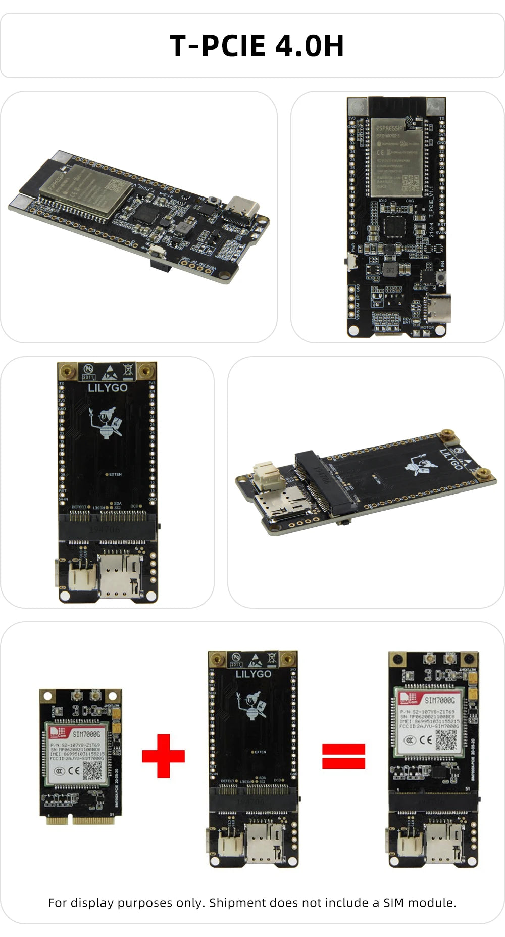 T-PCIE Development Board 4G Wireless RF Applications SIM7600 ESP32-WROVER-E WIFI Module for IoT Projects