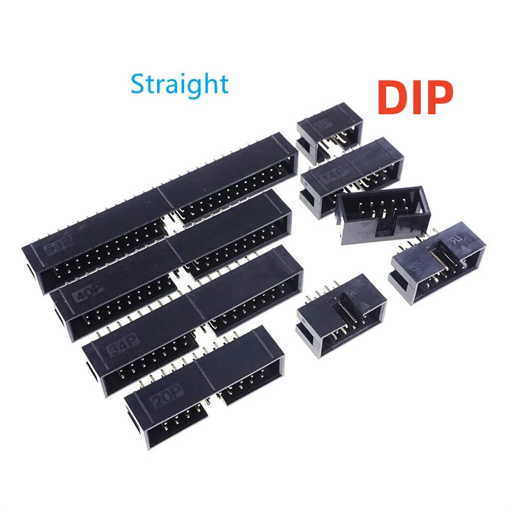 100 Pcs 2.54 MM Male PCB Header 6 8 10 12 14 16 20 24 26 30 34 40 50 60 64 80 Pin Straight ShroudedDIP SMD IDC Socket Box JTAG