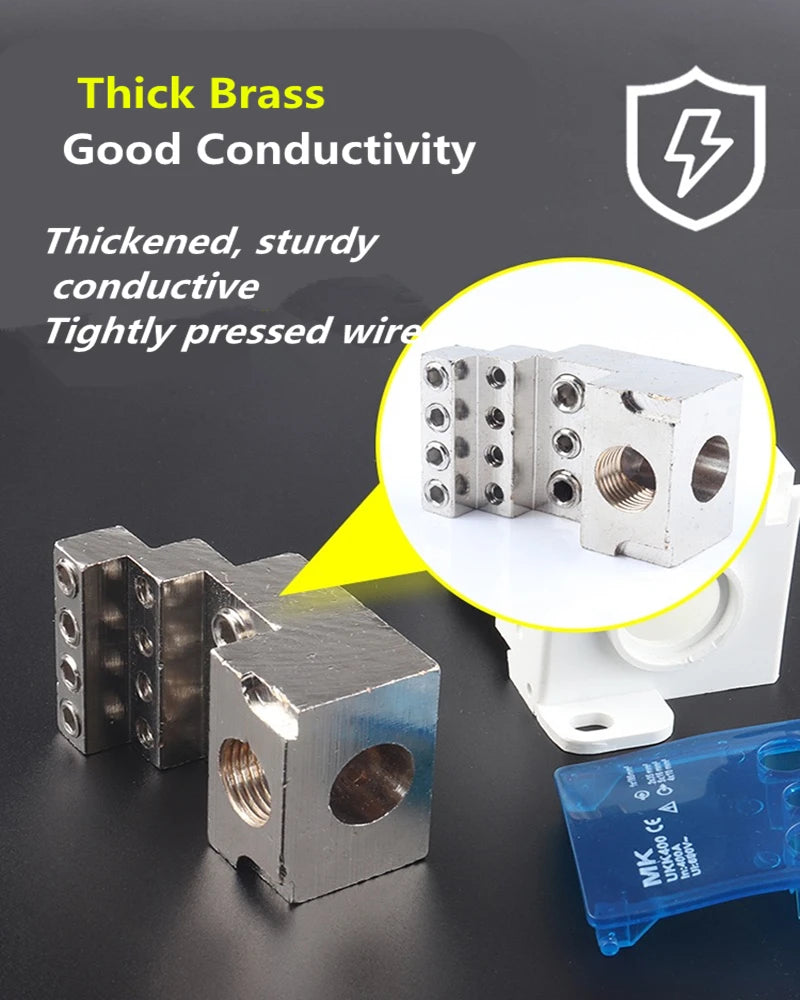 Din Rail Terminal Block UKK 80A/125A/160A/250A/400A Distribution Box One In Several Out Power Wire Electrical Connector Junction