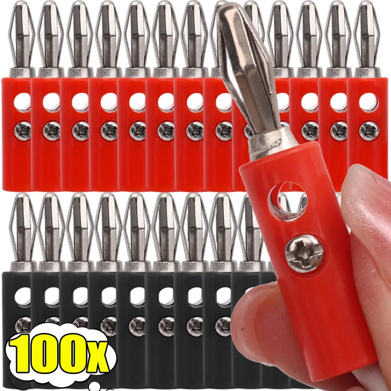 10-100pcs Wire Cable Screw Type Banana Plug Connector Adapter Cables Plugs Terminal for Musical Audio Speaker Video Receiver