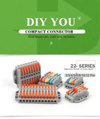 Quick Butt Lever Crimp Terminals Wire Connectors 2-12 Way With Fixing Holes Push-In Universal Compact Electrical Terminal Block