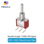 Vertical Right Angle 2/3/10A 125/250V AV 3/6Pins 2/3Position SPDT PCB Mount Toggle Switch ON-OFF-ON Rocker Switche ON-ON