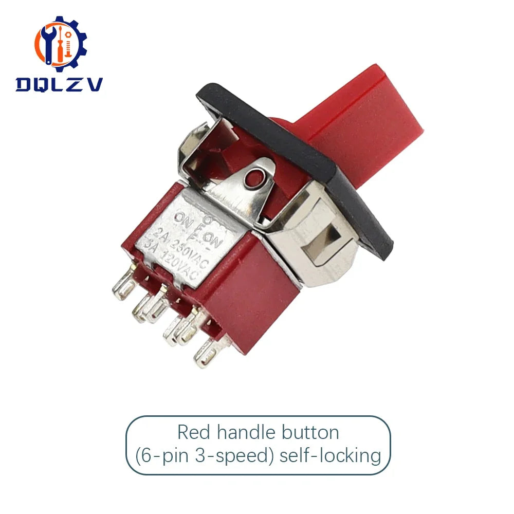 SPDT DPDT Reset Latching Toggle Switch RLS-102 5A 125V 3A 250 AC Mini 3 6PIN ON-ON ON-OFF-ON Rocker Switch Lights Motors