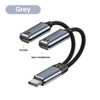 100W PD Fast Charger Cable 2 in 1 USB C Splitter Type USB C Headphones Jack Audio Adapter For Samsung iPhone 16 15 Huawei Xiaomi