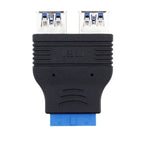 20-pins to 2 X USB A Female Dual Port USB 3.0 to Motherboard Mainboard Internal 20pin Header Adapter