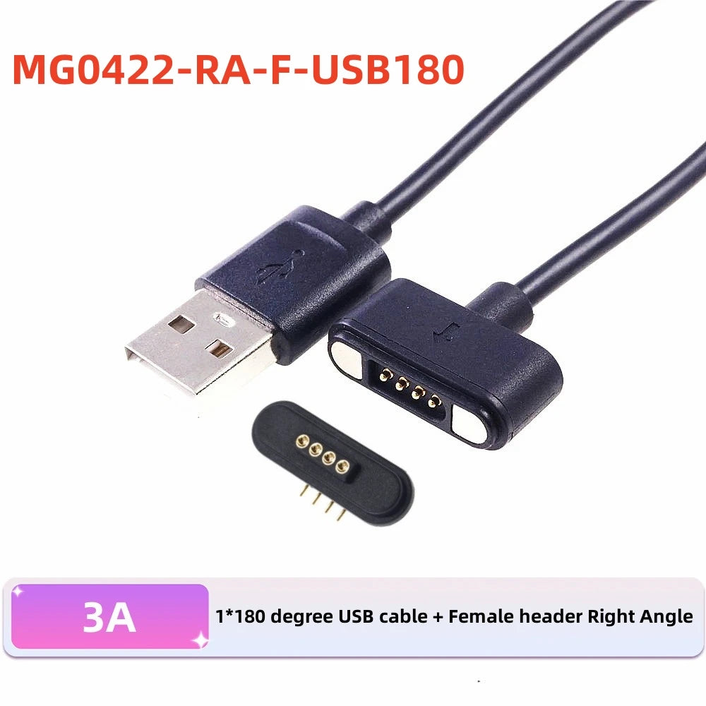 Waterproof Magnetic Pogo Pin 4 Position Cable Connector High Current 3A USB Type-C 2.2 MM THT Spring Loaded Strong Force 500G