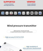 Digital Differential Pressure Transmitter 4-20mA 0-10V 0-5V RS485 Wind Air Pressure Sensor 0-50pa 0-100pa 0-200pa 0-2Kpa