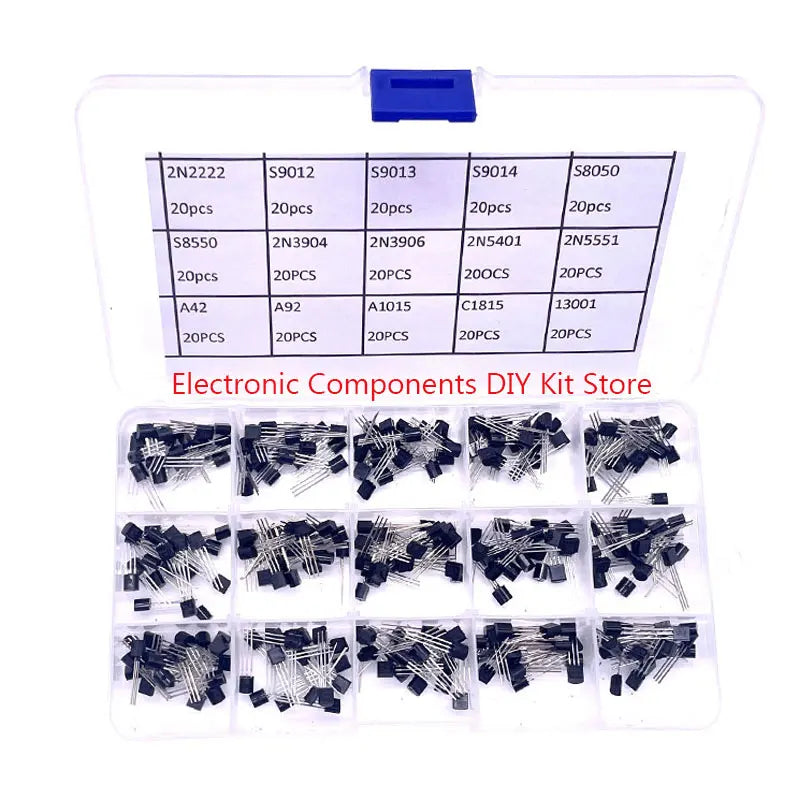 50-840PCS Transistors kit NPN PNP S8050 S8550 S9012 2N3904 2N3906 C1815 A1015 J13001 BC327 BC337 BC517 BC547 BC548 BC549 BC558