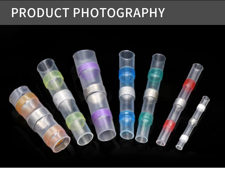 Solder Seal Wire Connectors 3:1 Shrinkage Rate Waterproof Electrical Cable Terminals Heat Shrink Tube Electrical Butt Splice