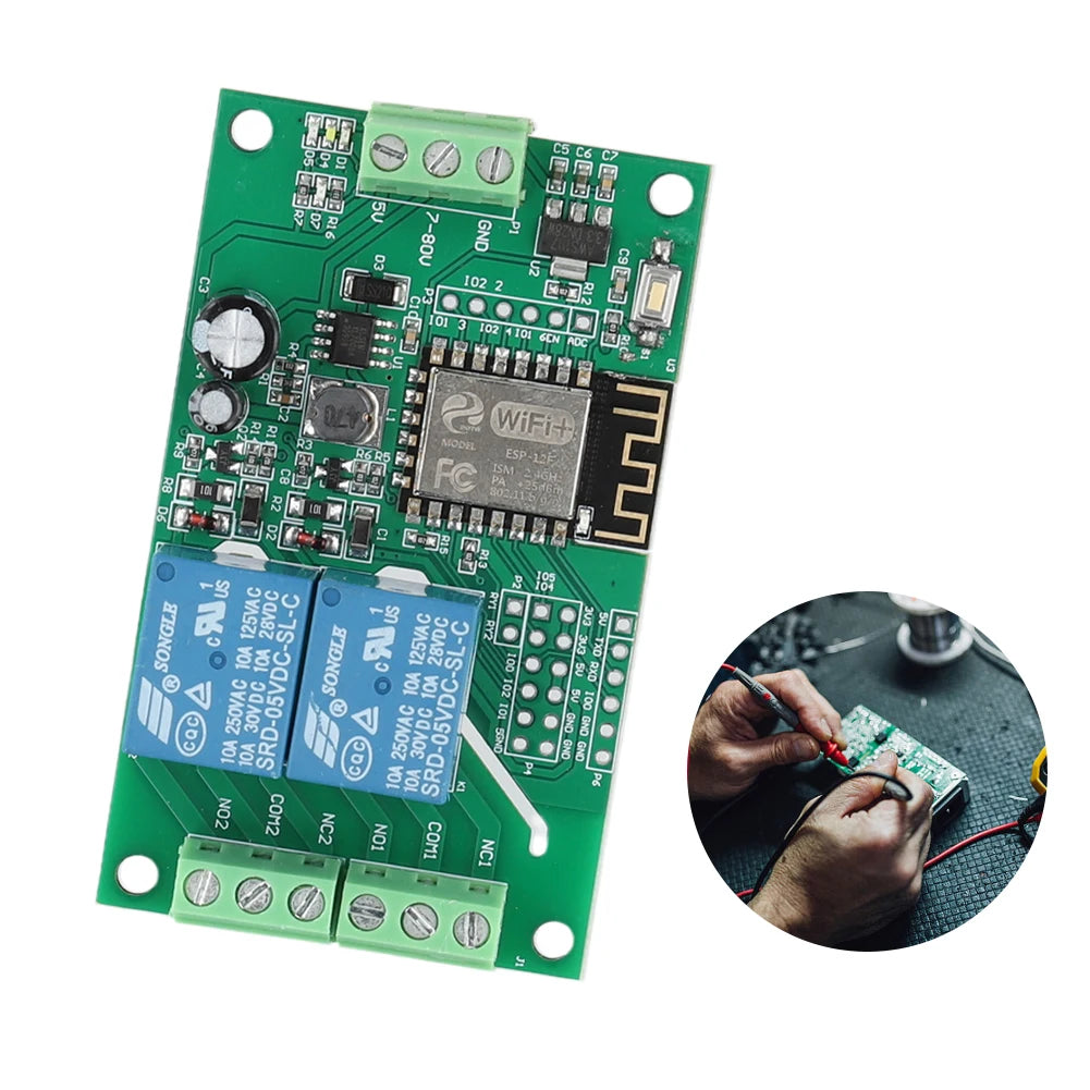 ESP8266 WIFI Relay Board Dual Channel ESP-12F Development Board DC 5V 10A Wireless Smart Relay Module Based on Arduino