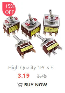 5PCS Miniature Toggle Switch Double Pole Double Throw DPDT (MTS202) ON-ON 120VAC 6A 1/4 Inch Mounting MTS-202