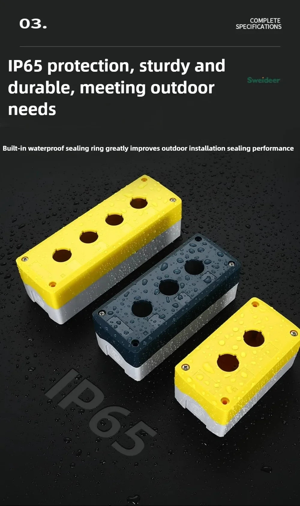 1/2/3/4/5 Hole Button Switch Control Box Button Emergency Stop Dustproof Waterproof IP65 Button Thickened Yellow Gray