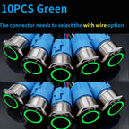 10PCS 16mm 19mm Metal Power Switch Button Flat Round LED Lamp Light Waterproof Latching /Self-reset Button Car Start Switch 12V