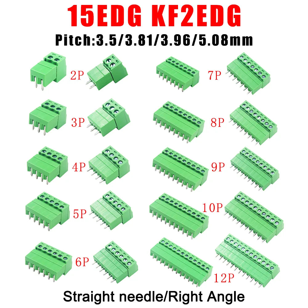 5Pair 15EDG KF2EDG 3.5mm 3.81mm 3.96mm 5.08mm PCB Screw Terminal Block 2-14Pin Male Plug Female Socket Pin Header Wire Connector
