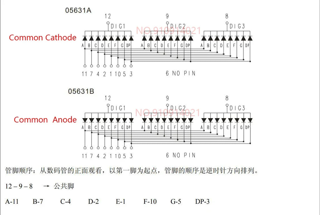 5PCS 0.28/0.36/0.4/0.56 inch 0.36inch 7 Segment 1/2/3/4 Bit Red Digital Tube Common Cathode/Anode LED Digit Display 1Bit/2Bit