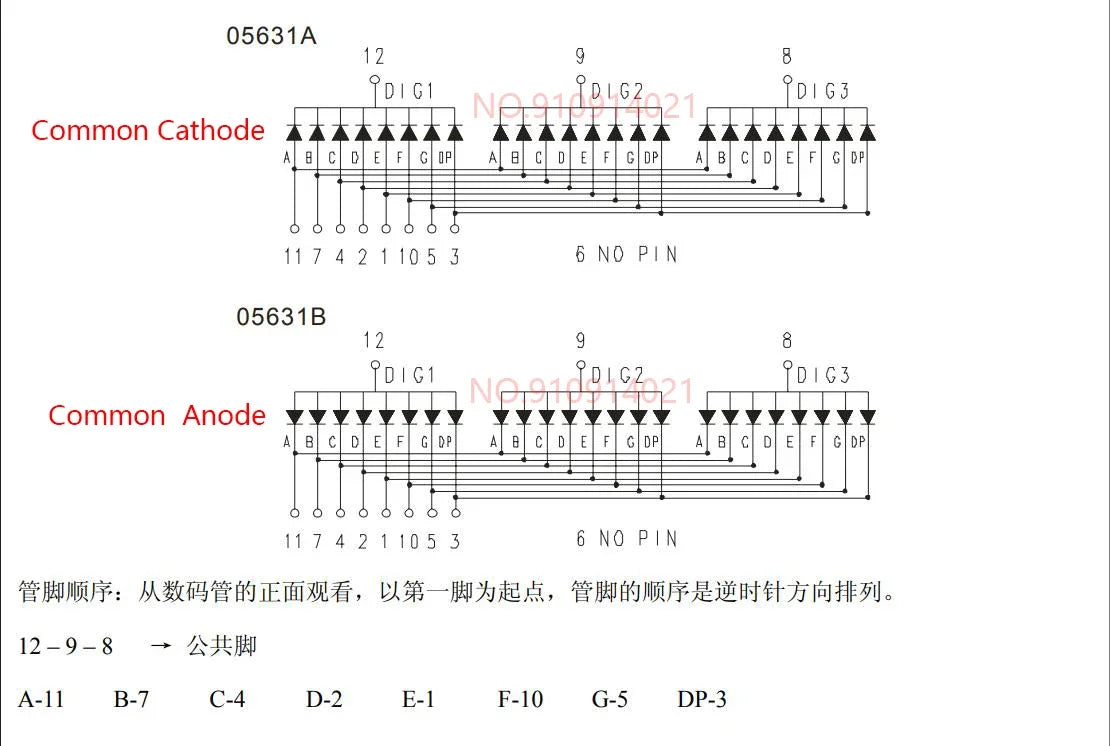 5PCS 0.28/0.36/0.4/0.56 inch 0.36inch 7 Segment 1/2/3/4 Bit Red Digital Tube Common Cathode/Anode LED Digit Display 1Bit/2Bit