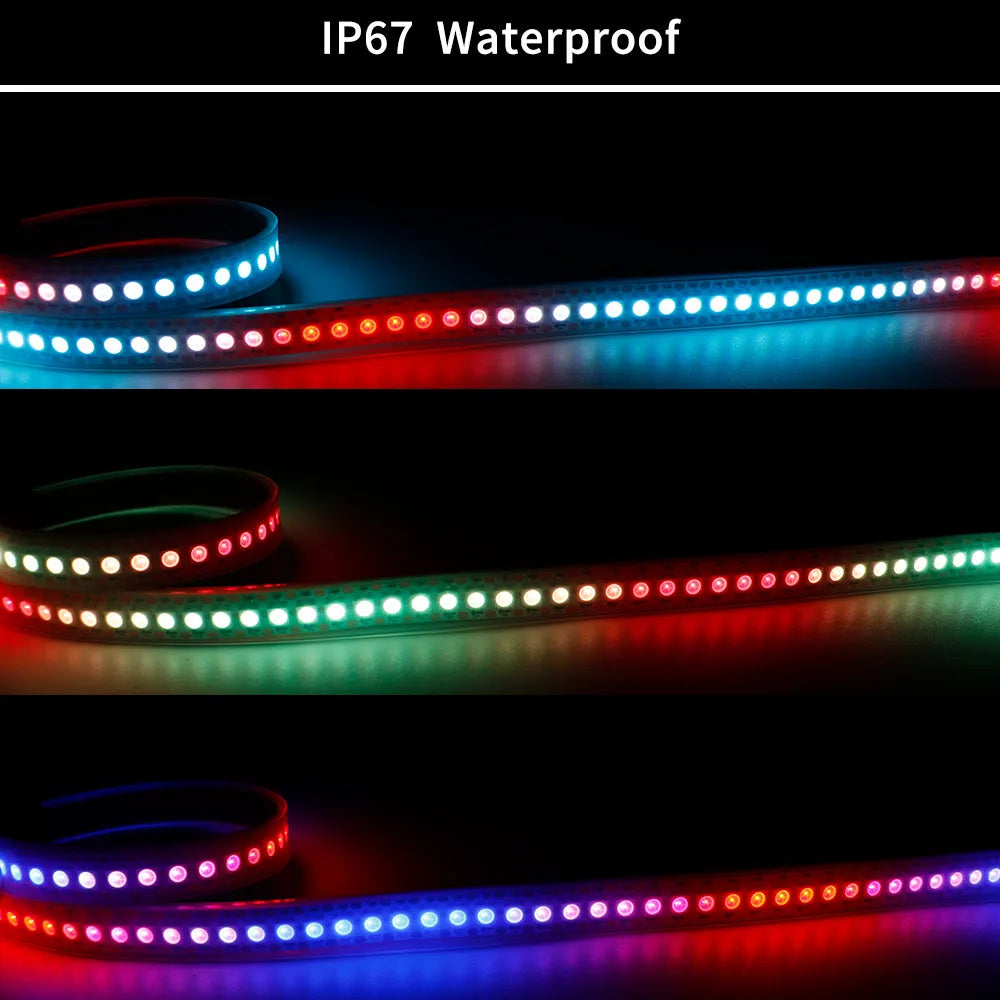WS2812B WS2813 WS2815 SMD 5050 RGBIC LED Strip Light 144Pixels Individually Addressable Smart LED Tape Lighting IP30/IP65/IP67