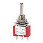 5Pcs Miniature Toggle Switch Single Pole Double Throw ON-OFF-ON /ON-ON 120VAC 6A 1/4 Inch Mounting MTS-102 103