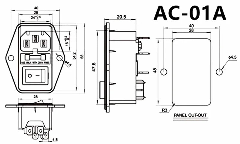 Black CE IEC320 C13 C14 AC Power Panel Socket PDU UPS Rewirable Wiring Plug Electric Battery Receptacle Docking Outlet 10A 250V
