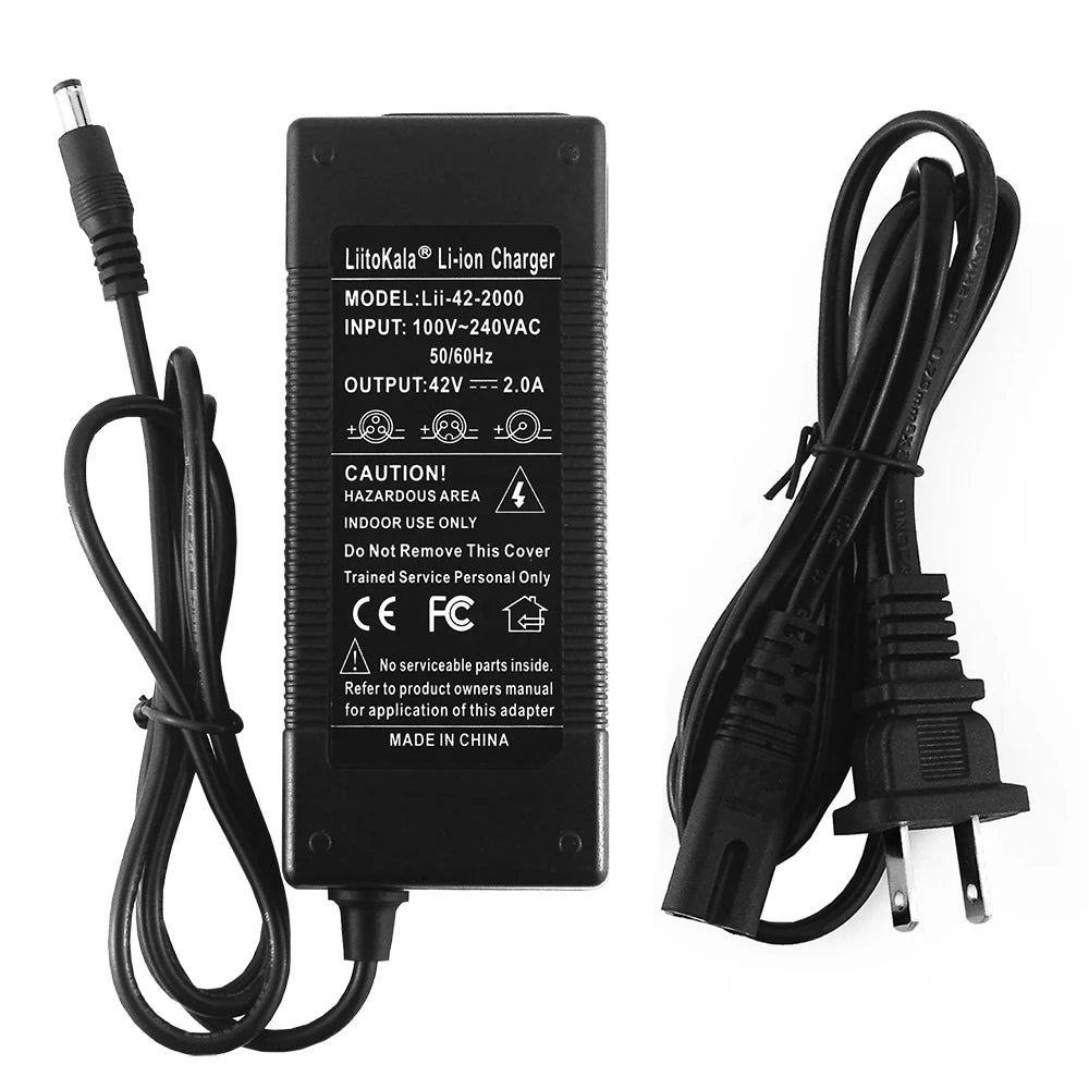 LiitoKala 10S 36V/42V 2A 18650 Charger 100-240V Input Lithium Li-ion Charger For 36V Electric Bike Wo-wheel Vehicle