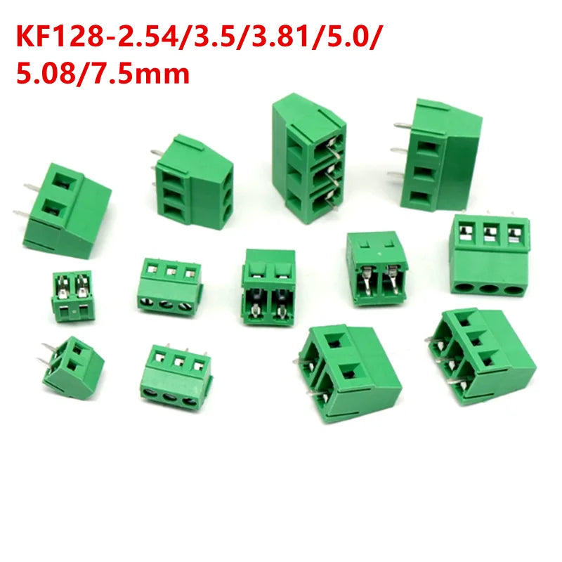 10Pcs Screw terminal type PCB KF128-2.54/3.5/3.81/5.0/5.08/7.5 mm PCB Mini Screw Terminal Blocks for Wires2 p3p copper