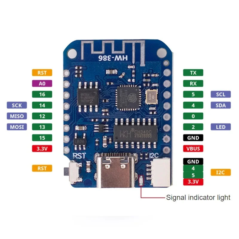 D1 Mini V4.0.0 TYPE-C USB WIFI Internet of Things Board based ESP8266 4MB LOLIN 12C MicroPython Nodemcu Arduino Compatible