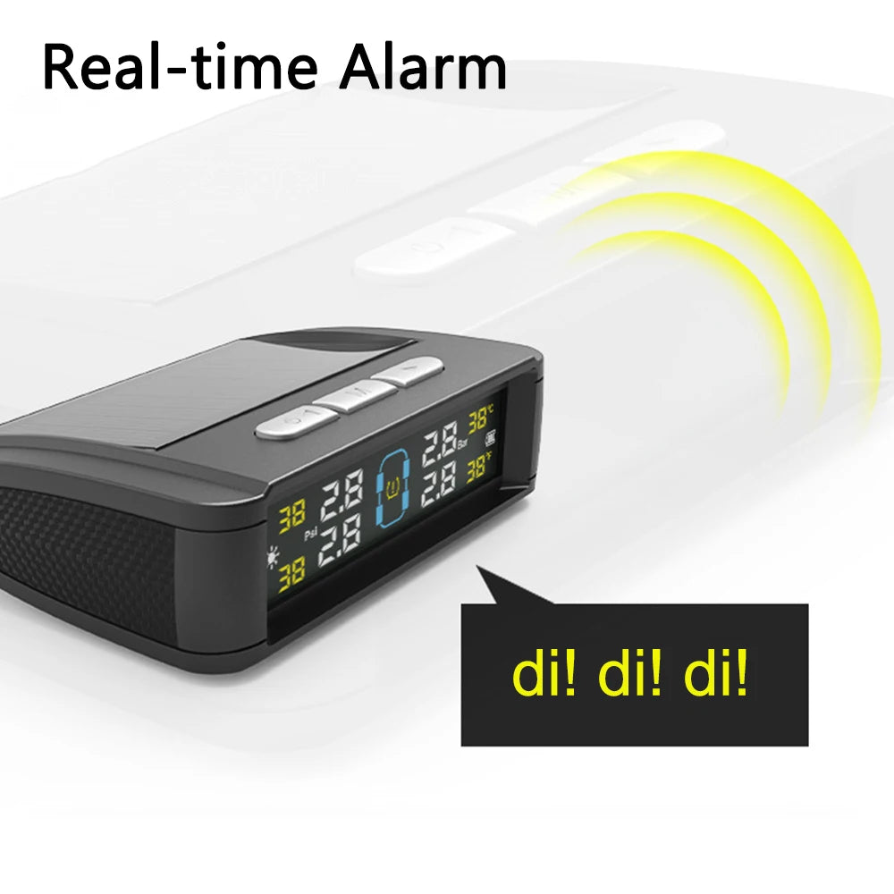 Temperature Warning Fuel Save Tire Pressure Monitoring System Solar TPMS With 4 External Sensors Car Tyre Pressure Monitor