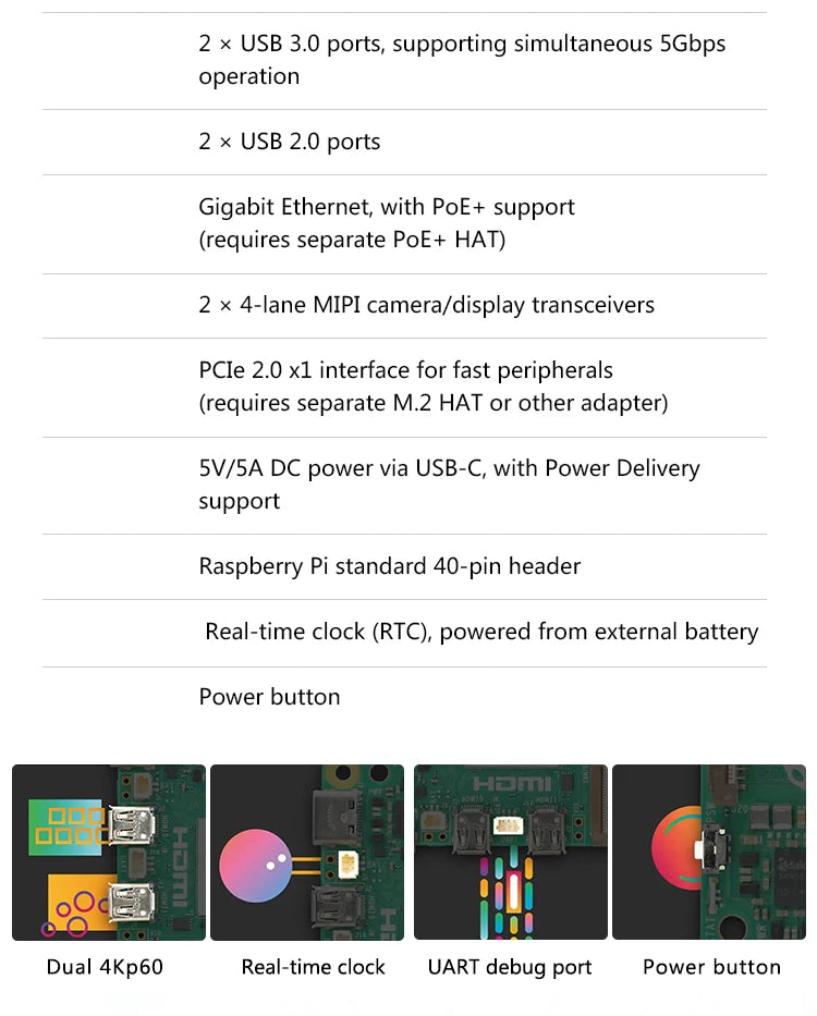 Official Original Raspberry Pi 5 Cortex-A76 Linux 2GB 4GB 8GB 16GB Arm Board Python Programlama PCIe Gigabit Ethernet USB3.0