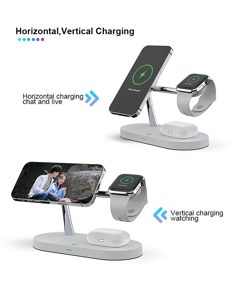 3 in 1 Magnetic Wireless Charger For iPhone 16 15 14 13 12 Fast Charging Station for Apple Watch 10 9 8 7 6 5 4 Airpods 2 3 Pro
