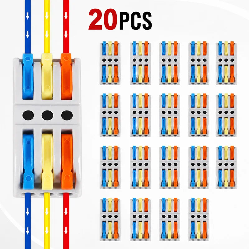 PCT-222-C PCT-223-C Color Lever Wire Connector 2 3 Port 5 10 20PCS Compact Push In Terminal Block for Electrical Cable Wiring