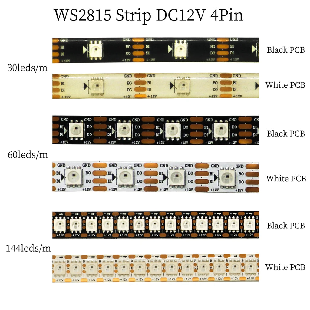 WS2812B WS2815 WS2811 WS2813 5050SMD Addressable LED Strip RGB Full Color Smart Programmable Led Lights Atmosphere Home Decor