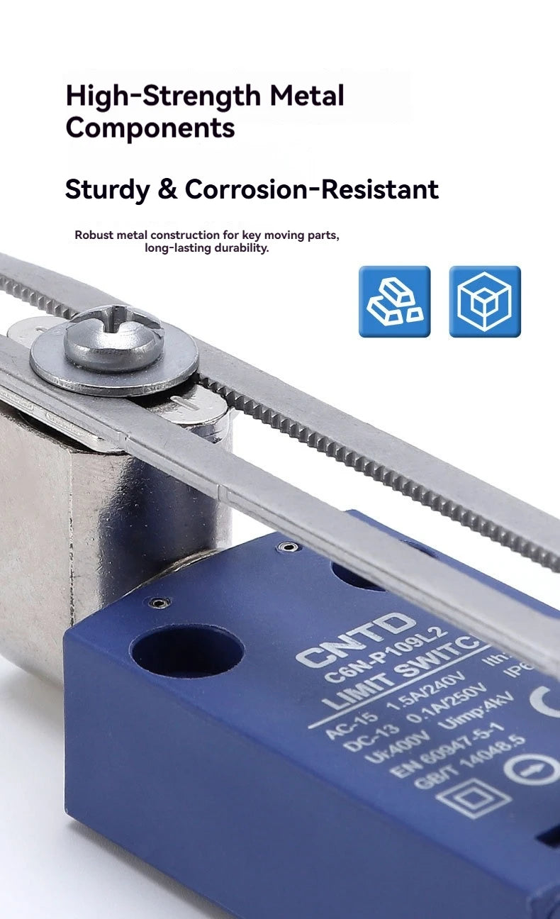 CNTD Micro Limit Switch C6N Series C6N‑101 C6N‑102 C6N‑111 C6N‑121 1NO1NC 10A 250V IP67 Waterproof For Automated Machinery