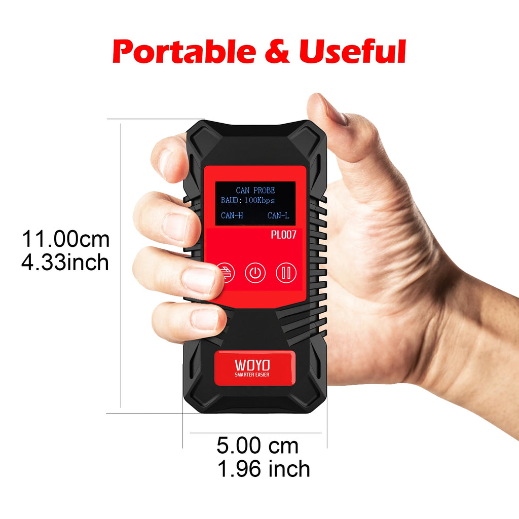 WOYO PL007 CAN LIN PWM Tester, Auto-recognize CAN-H & CAN-L, Read Baud Rate, For Automotive Diagnostic Tool